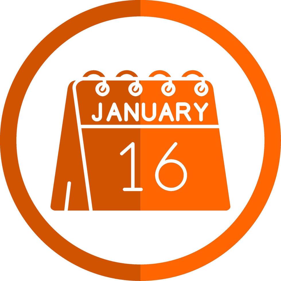 16e de janvier glyphe Orange cercle icône vecteur