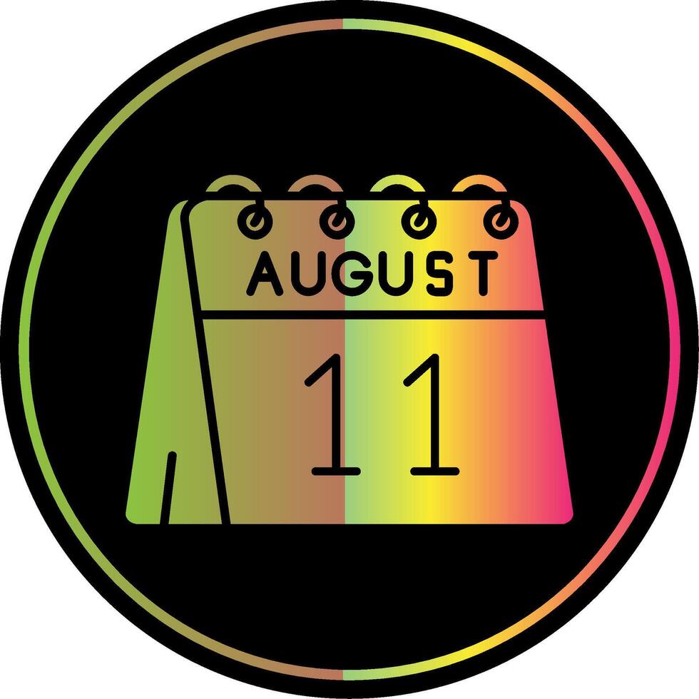 11ème de août glyphe dû Couleur icône vecteur