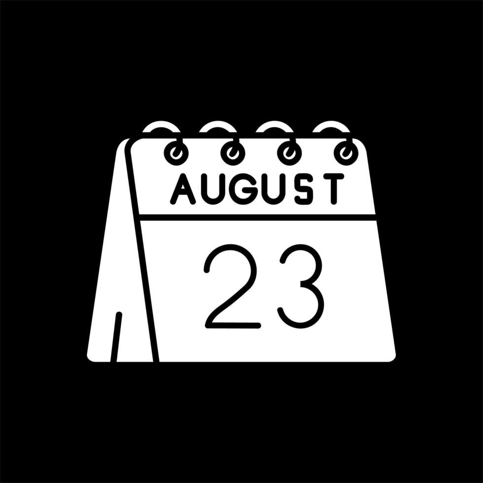 23ème de août glyphe inversé icône vecteur