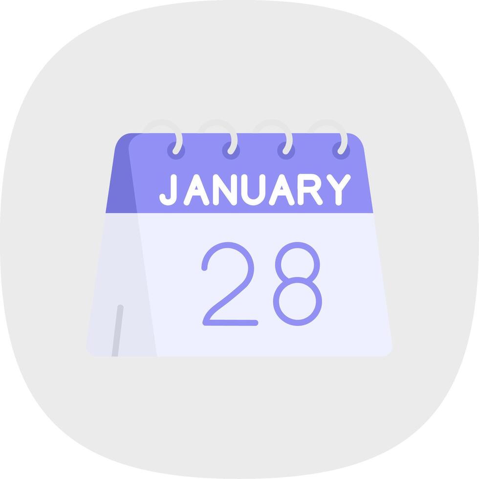 28e de janvier plat courbe icône vecteur