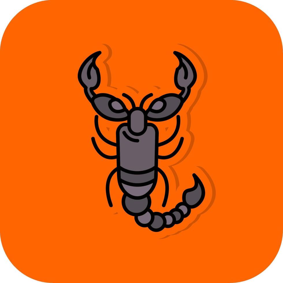 Scorpion rempli Orange Contexte icône vecteur