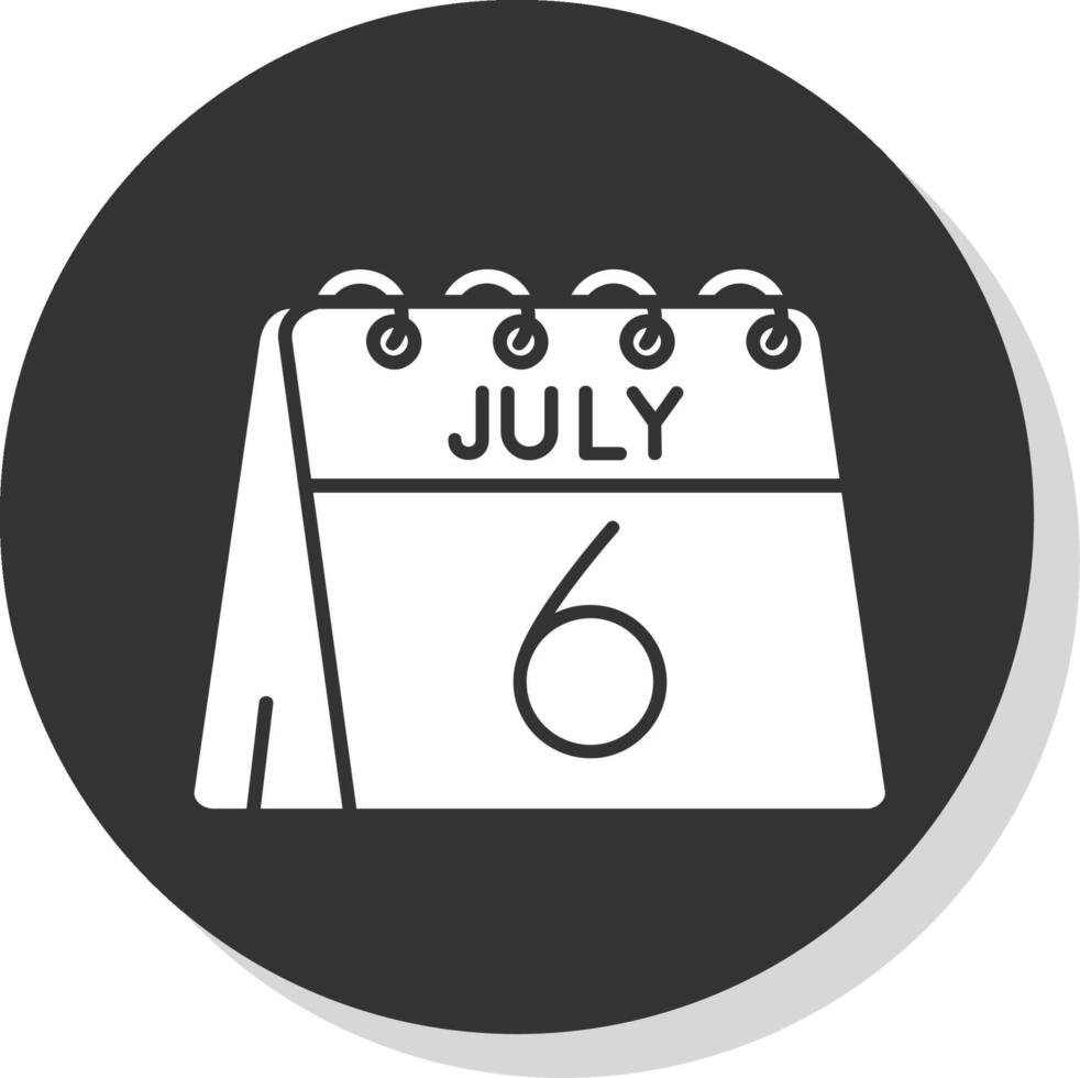 6e de juillet glyphe gris cercle icône vecteur