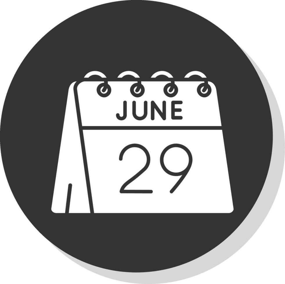 29e de juin glyphe gris cercle icône vecteur