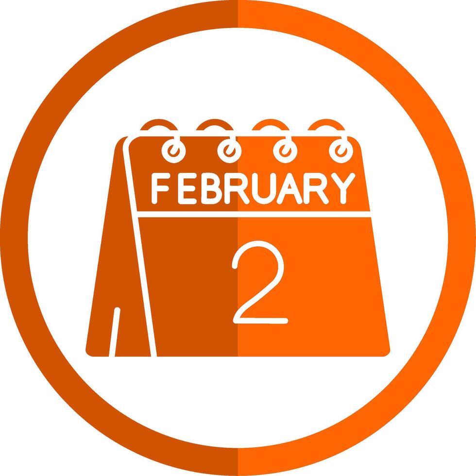 2e de février glyphe Orange cercle icône vecteur