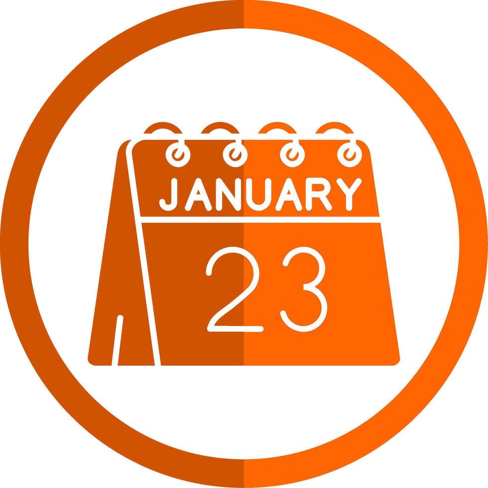 23ème de janvier glyphe Orange cercle icône vecteur