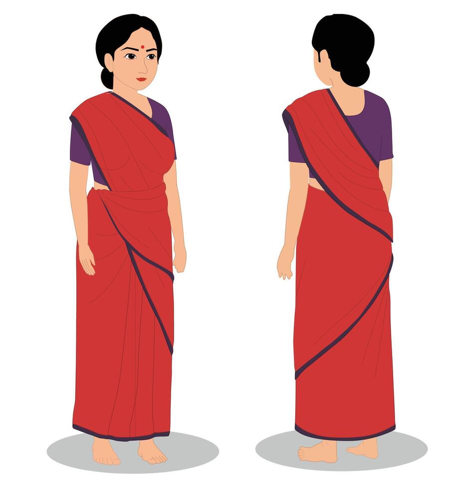 Indien pauvres femmes dessin animé personnage conception vecteur illustration