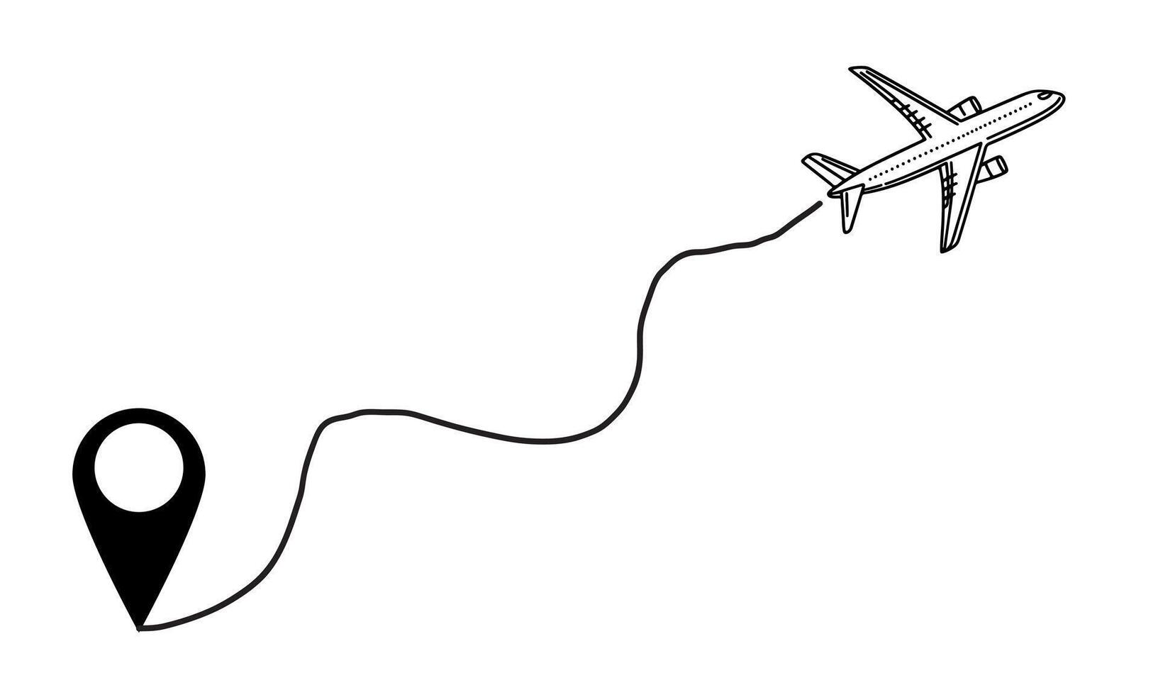 ai généré avion plat icône signe conception contour griffonnage international Voyage vecteur illustration sur blanc Contexte