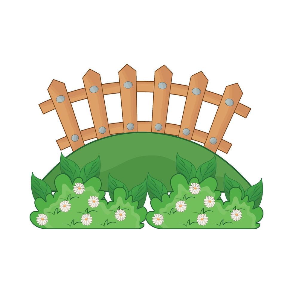 illustration de en bois clôture avec herbe vecteur