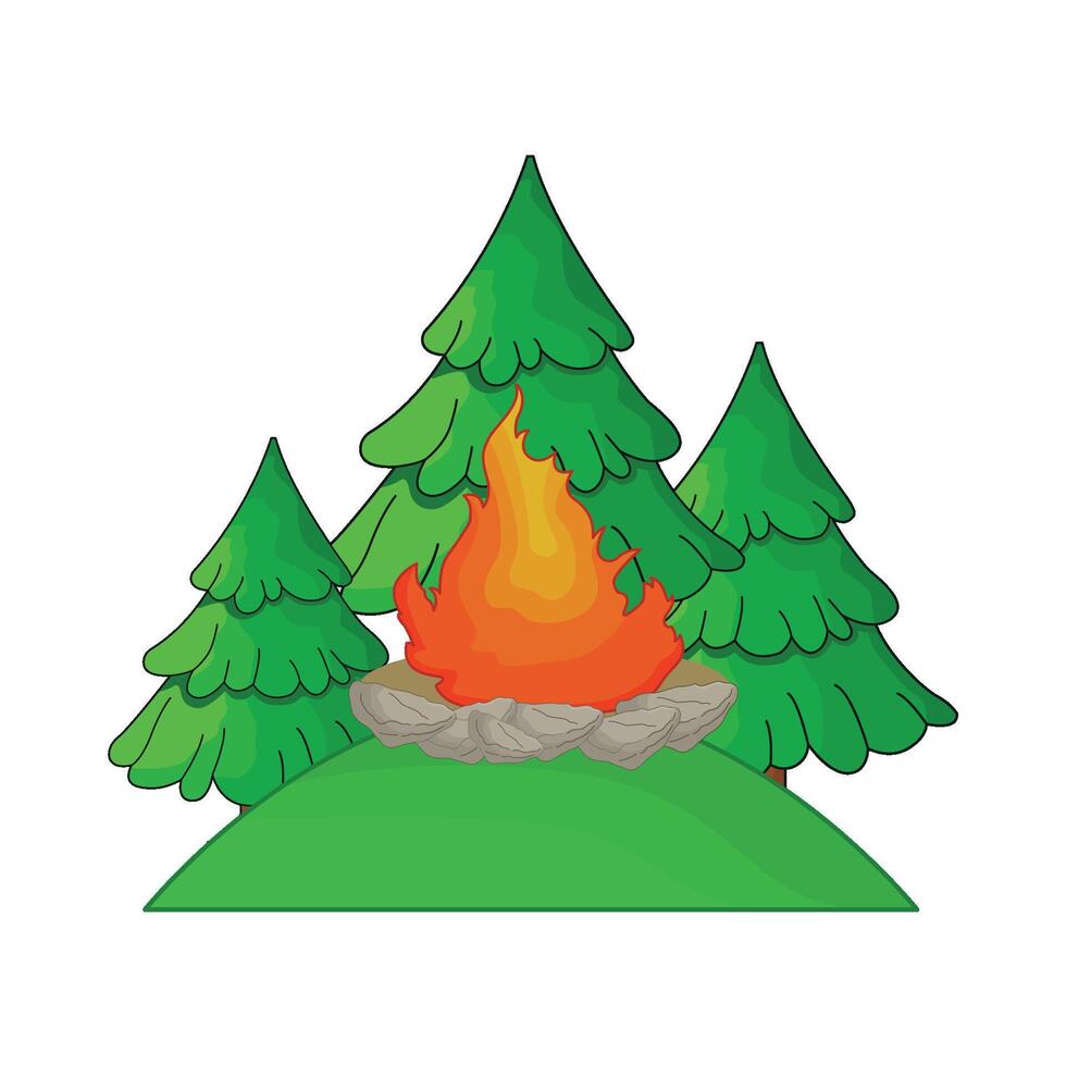 illustration de feu de camp vecteur