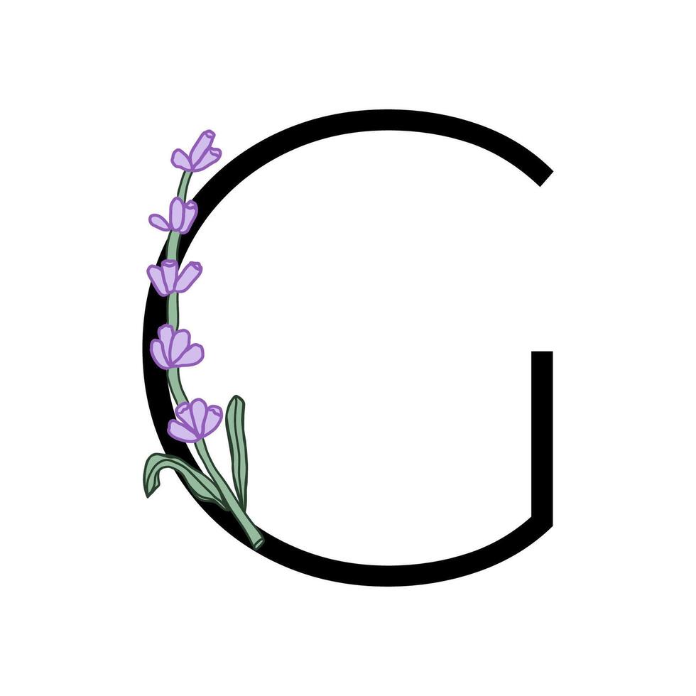 lavande fleur violet peu fleur alphabet pour conception de carte ou invitation. vecteur illustrations, isolé sur blanc Contexte pour été floral gesign