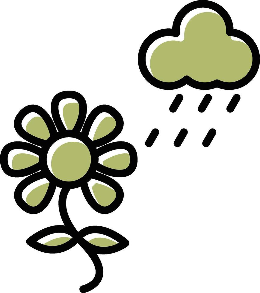 fleur avec icône de vecteur de pluie