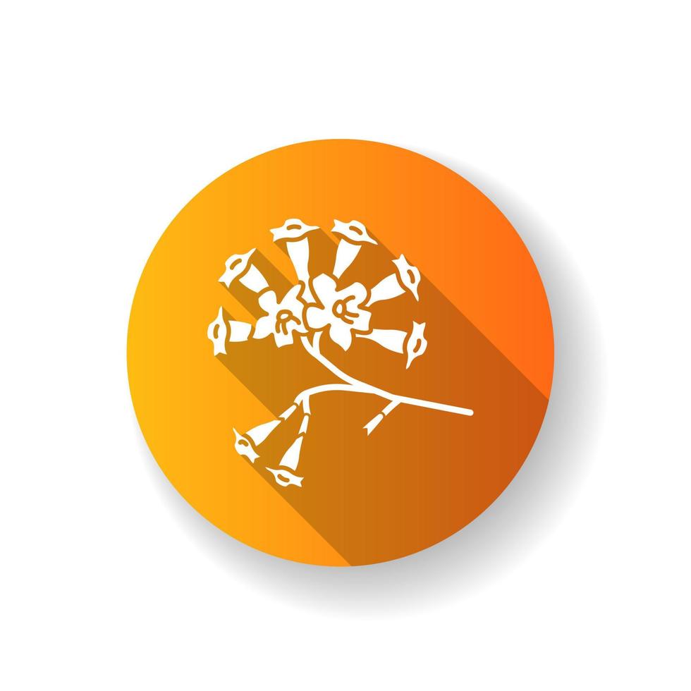 icône de glyphe de grandissime design plat orange plumeria. arbre ipé. fleur tropicale. flore brésilienne. arbre sud-américain. fleuron exotique. botanique. illustration couleur rvb silhouette vecteur