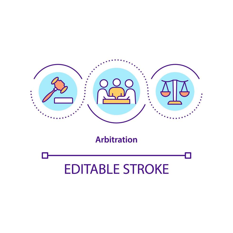 icône de concept d'arbitrage. médiation dans les relations interpersonnelles. stratégie de gestion des conflits idée abstraite fine ligne illustration. dessin de couleur de contour isolé de vecteur. trait modifiable vecteur