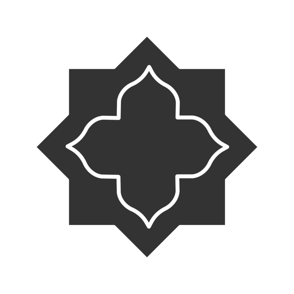 icône de glyphe d'étoile islamique. art musulman. symbole de silhouette. espace négatif. illustration vectorielle isolée vecteur