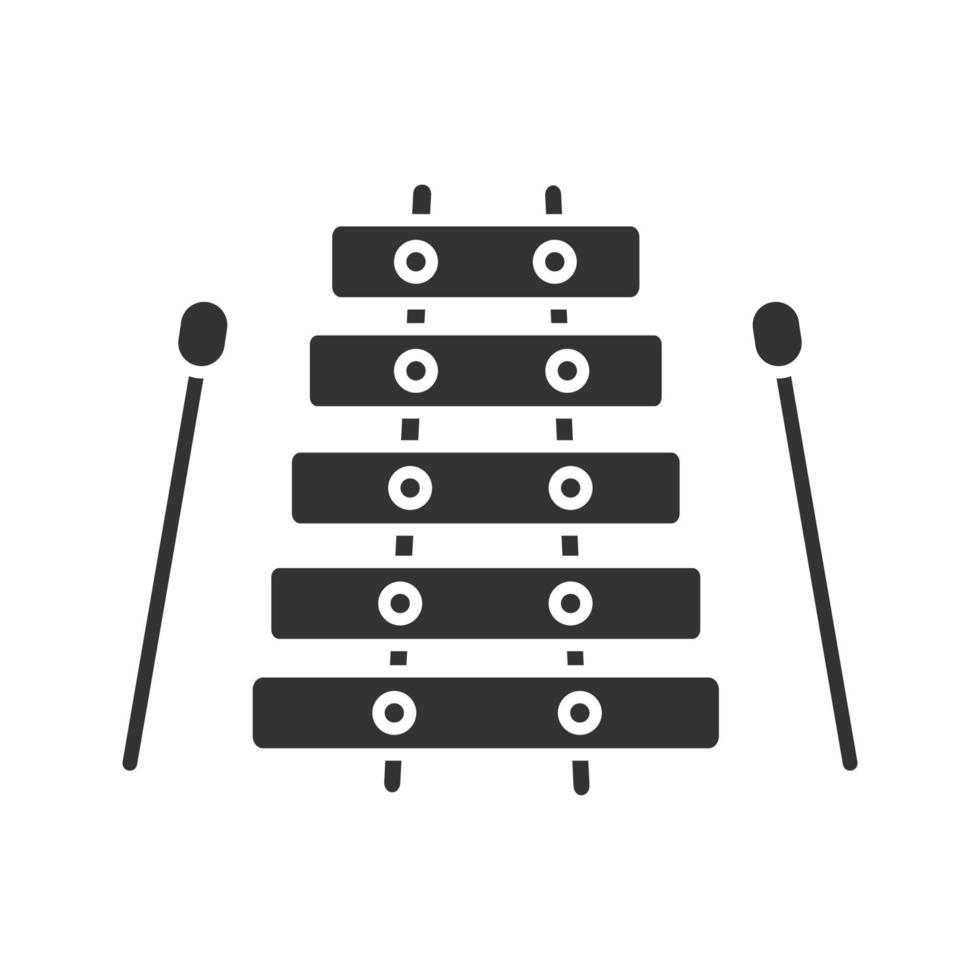 icône de glyphe de xylophone. symbole de silhouette. espace négatif. illustration vectorielle isolée vecteur