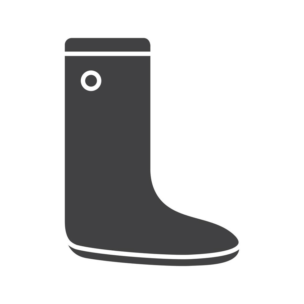 icône de glyphe de botte de caoutchouc. symbole de silhouette. bottes en caoutchouc. espace négatif. illustration vectorielle isolée vecteur