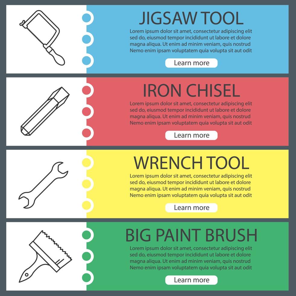 ensemble de modèles de bannière web. éléments de menu de couleur de site Web avec des icônes linéaires. concepts de conception d'en-têtes de vecteur