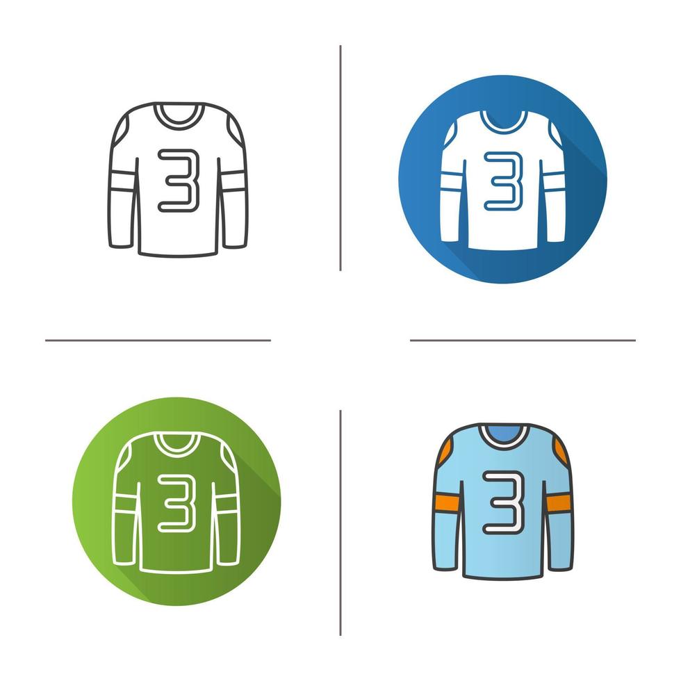 icône de chemise de joueur de hockey. design plat, styles linéaires et de couleur. illustrations vectorielles isolées vecteur