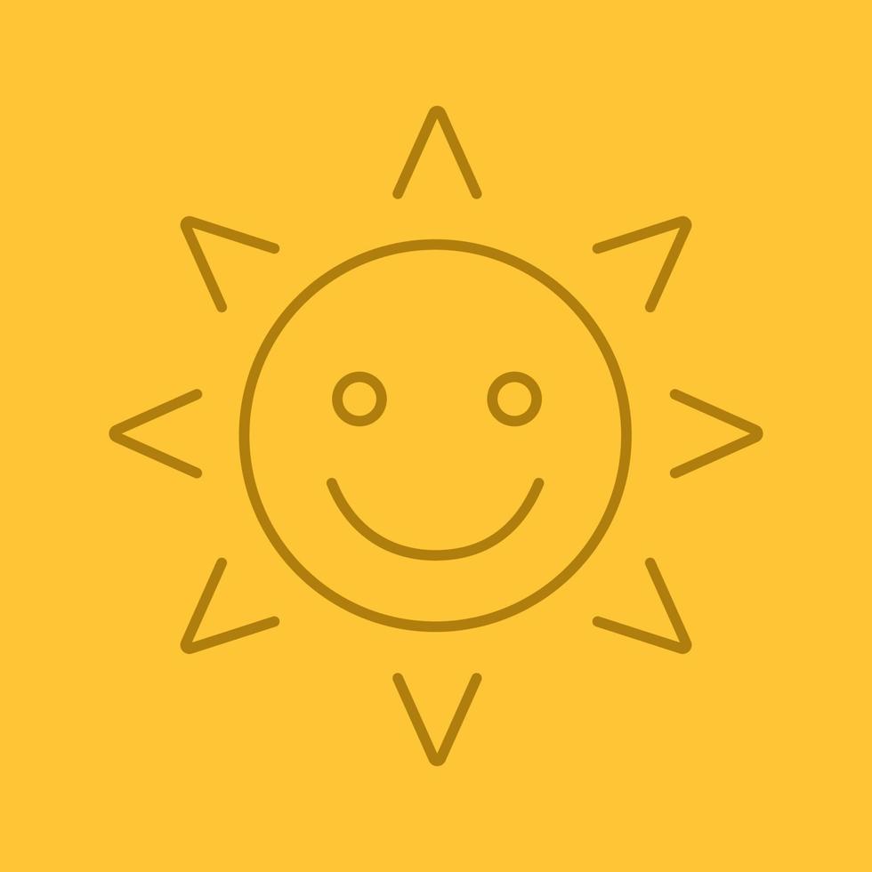 icône linéaire sourire soleil heureux et drôle. émoticône. bonne humeur. symboles de contour de ligne mince sur fond de couleur. heure d'été. illustration vectorielle vecteur