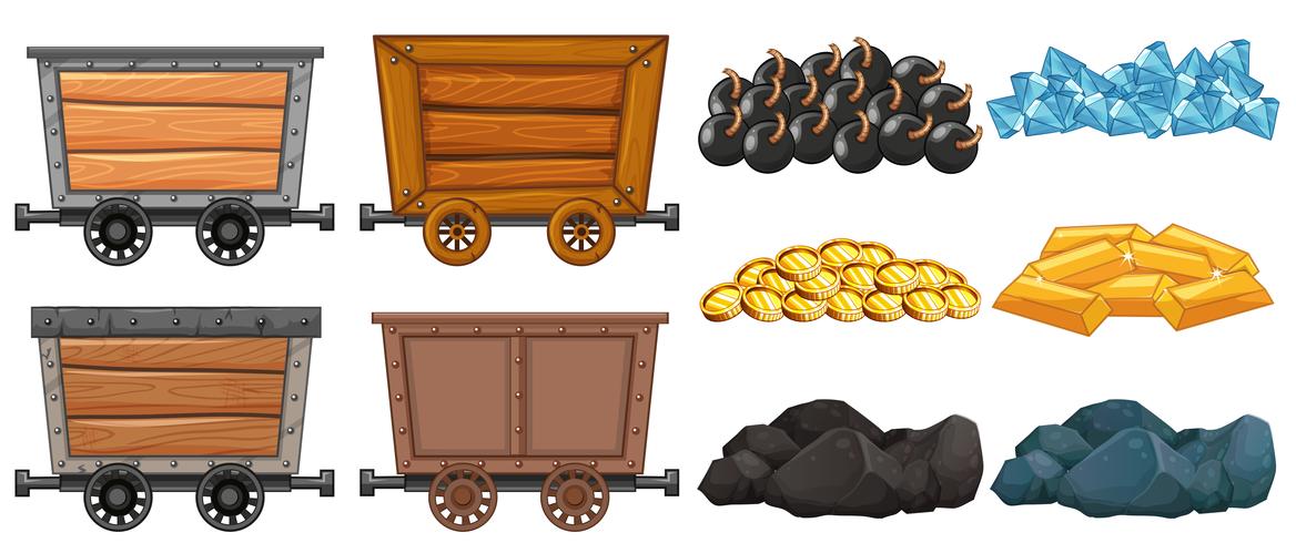 Différents chariots de pierre et miniers vecteur