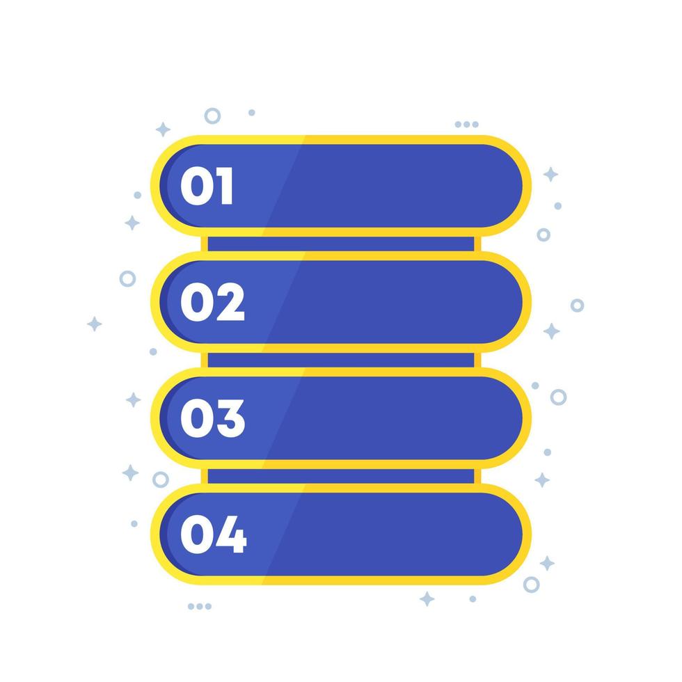 1, 2, 3, 4 étapes, conception de la barre de progression, vecteur