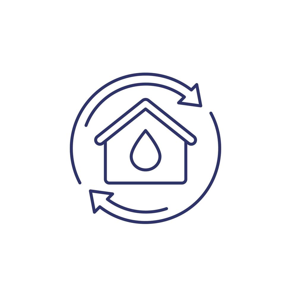 icône de ligne de maison et d'eau sur blanc vecteur