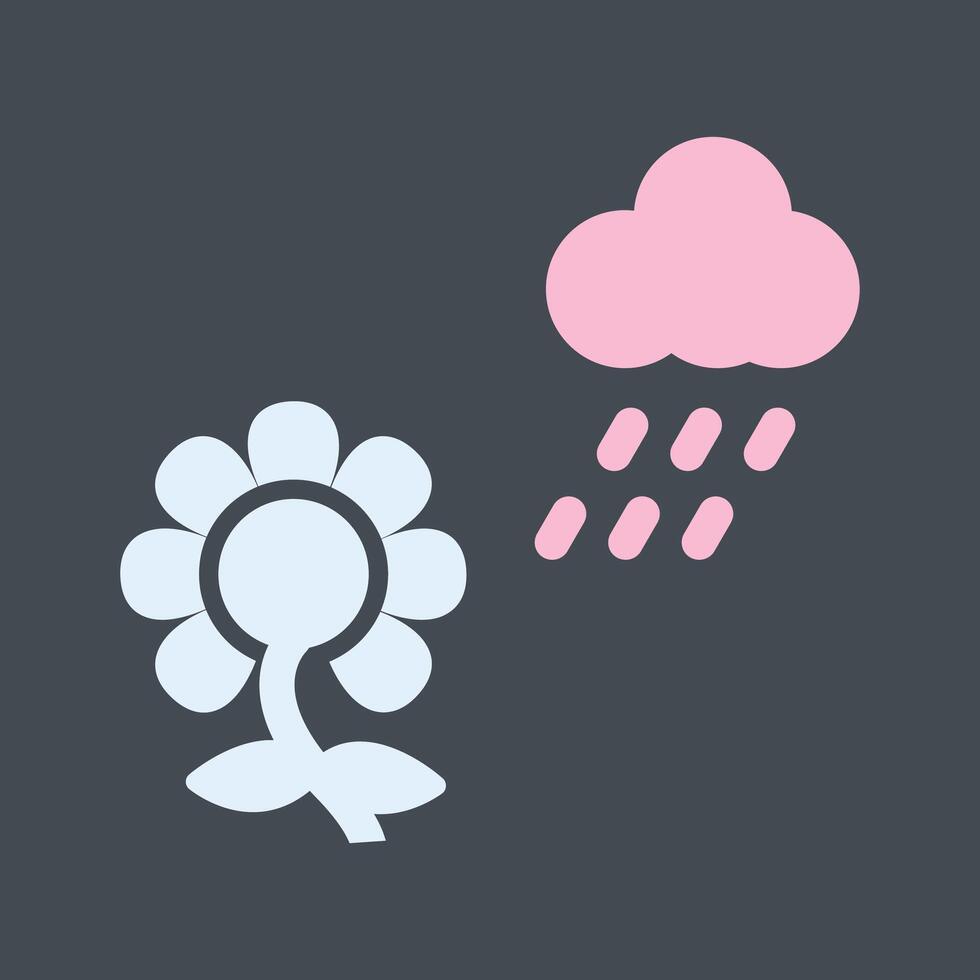 fleur avec icône de vecteur de pluie