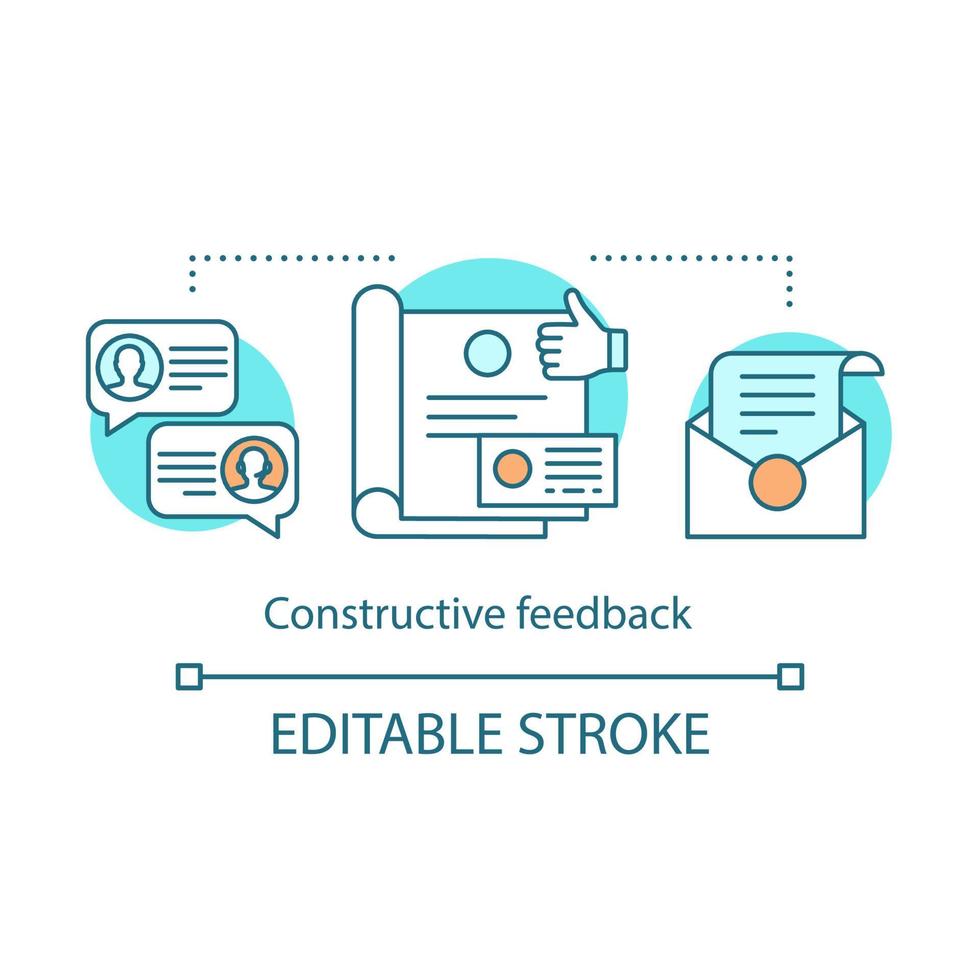 icône de concept de rétroaction constructive. note et avis. illustration de ligne mince idée de marque. identité d'entreprise. dessin de contour isolé de vecteur. trait modifiable vecteur
