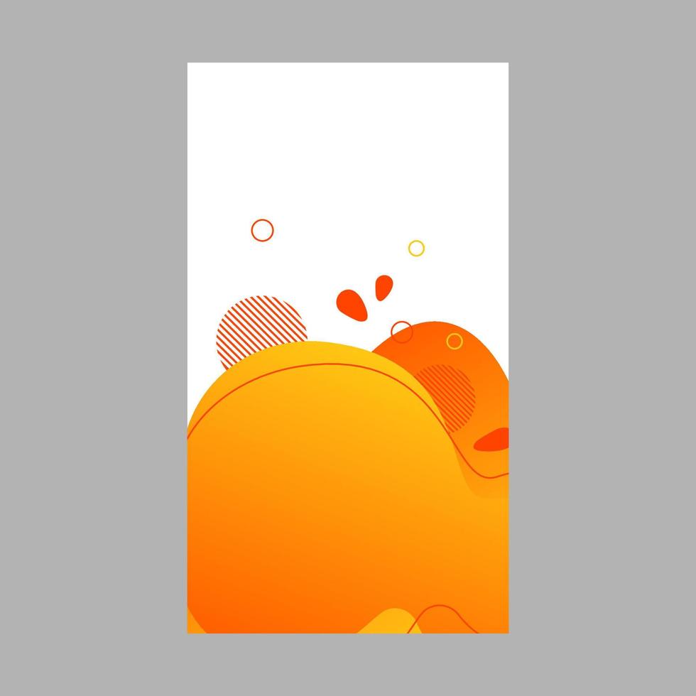 fond de médias sociaux fluide abstrait dynamique orange. bannière web à bulles ondulées, écran, design coloré d'application mobile. formes de gradient liquide qui coule. modèle de thème d'histoires de réseaux sociaux géométriques vecteur