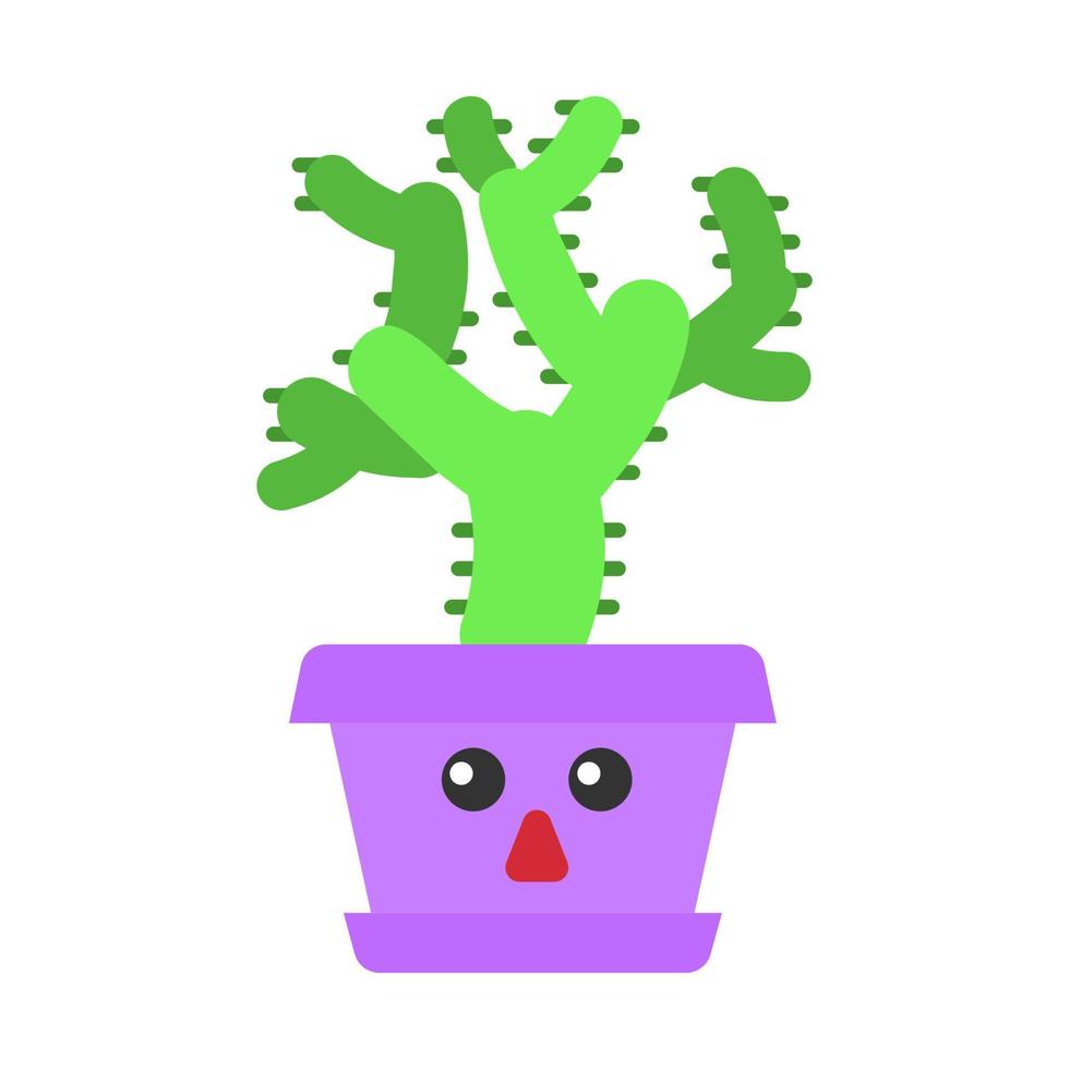 Ours en peluche cholla design plat icône de couleur grandissime. cactus au visage étonné. malheureux cylindropuntia. cactus à la maison en pot. plante tropicale. plante d'appartement. succulent. illustration vectorielle vecteur