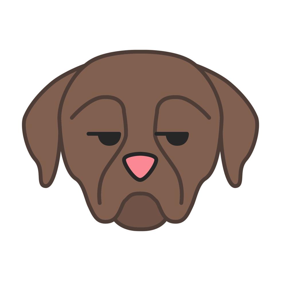 Rottweiler mignon personnage vectoriel kawaii. chien avec museau non amusé. chien domestique malheureux. animal avec les yeux tournés vers le côté. emoji drôle, autocollant, émoticône. illustration de couleur de dessin animé isolé