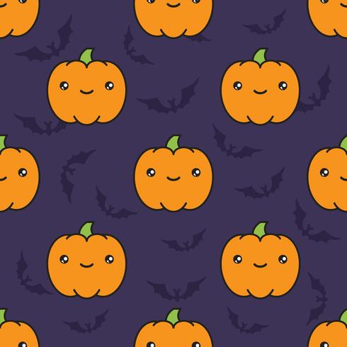 Transparente motif d&#39;halloween avec des citrouilles sur fond violet foncé avec des silhouettes de flittermouse. vecteur