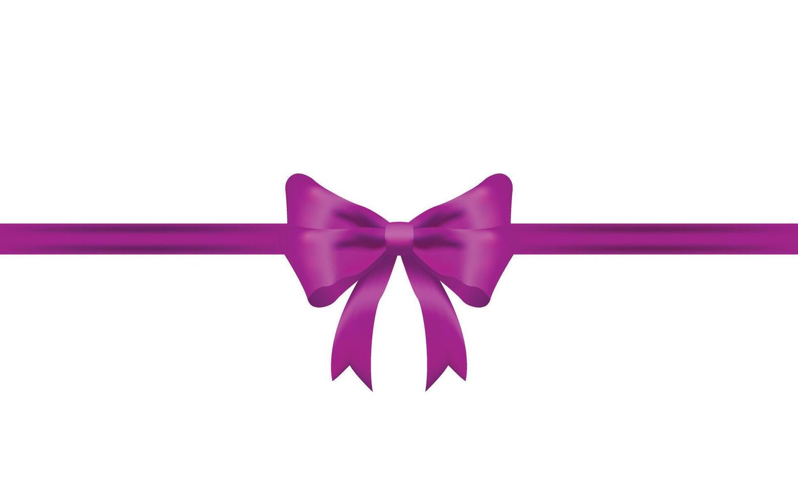 réaliste violet arc et ruban brillant satin avec ombre pour décorer votre salutation carte vecteur isolé sur transparent Contexte