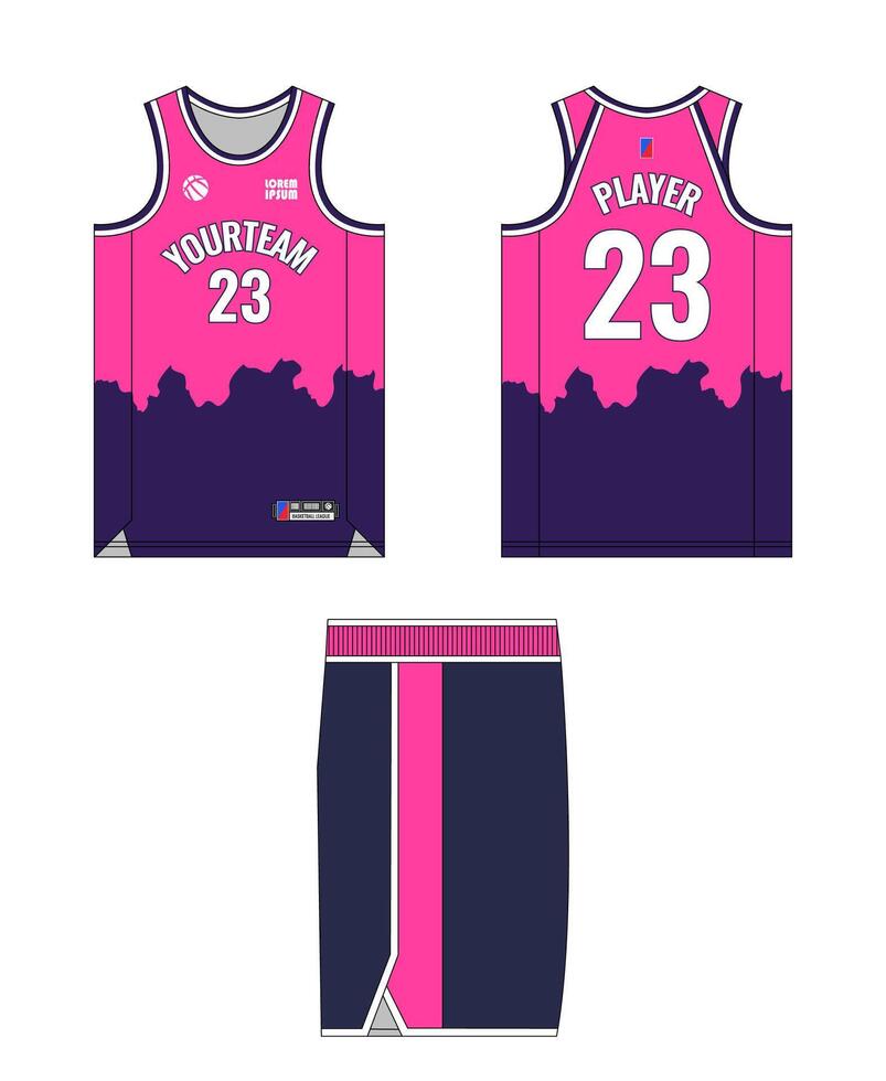 basketball Jersey modèle conception, basketball uniforme maquette conception, vecteur sublimation des sports vêtements conception, Jersey basketball idées.