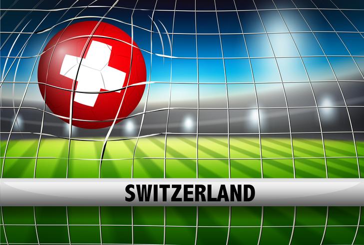 Un drapeau suisse sur un ballon de foot vecteur