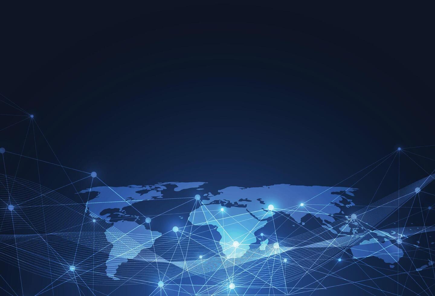 connexion réseau mondiale. concept de composition de point et de ligne de carte du monde du commerce mondial. illustration vectorielle vecteur