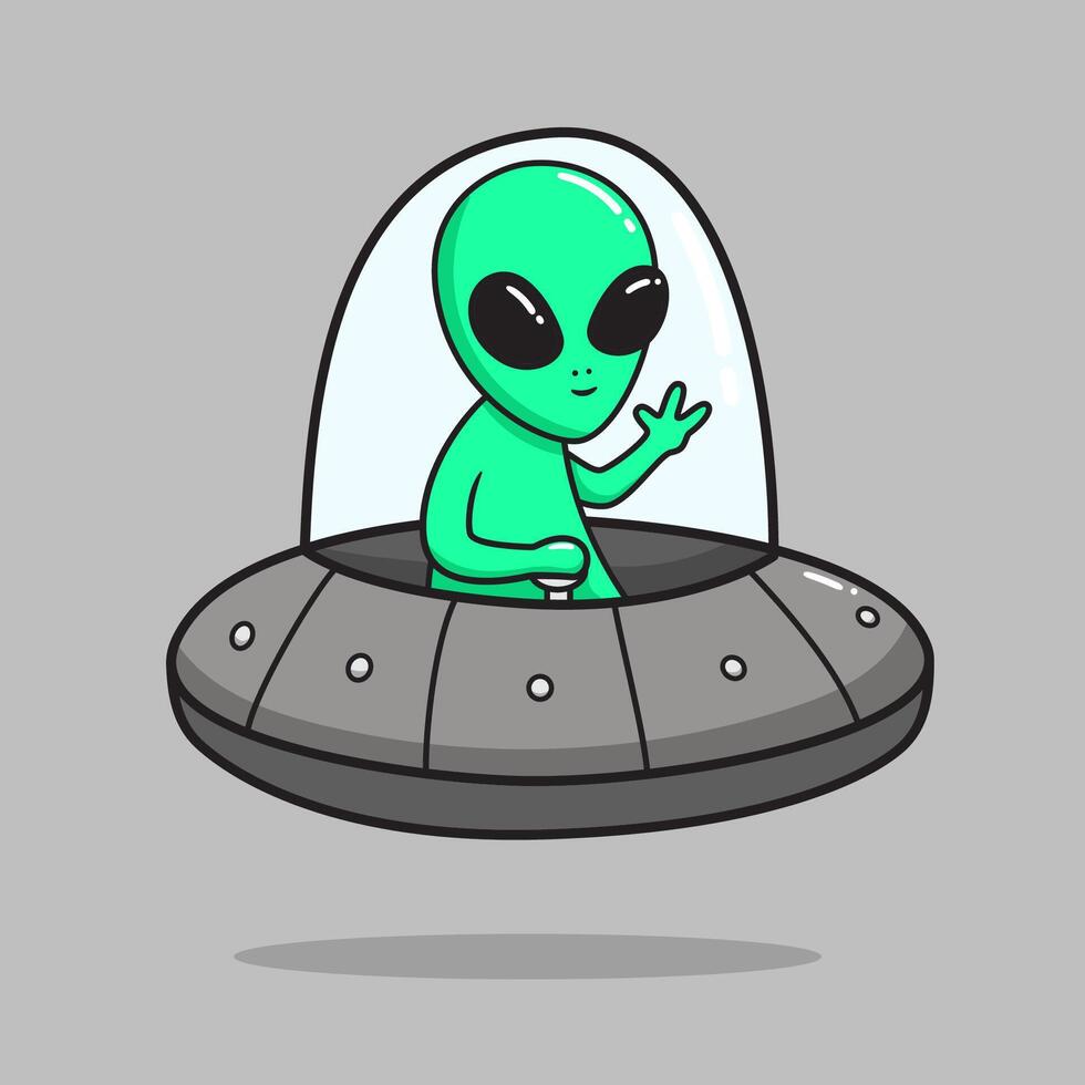 autocollant extraterrestre mignonne dessin animé illustration. vecteur conception