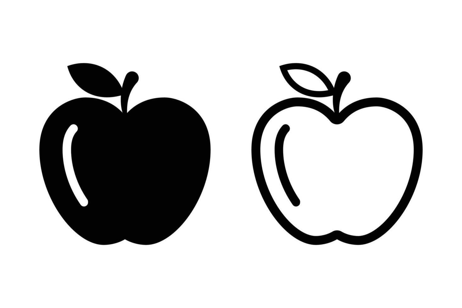 Pomme icône ensemble. Pomme symboles illustration. Pomme plat et ligne icône vecteur. vecteur