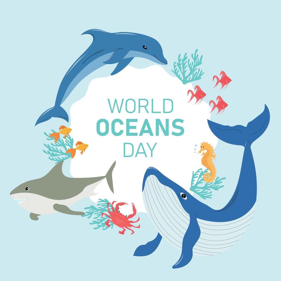 journée mondiale des océans vecteur