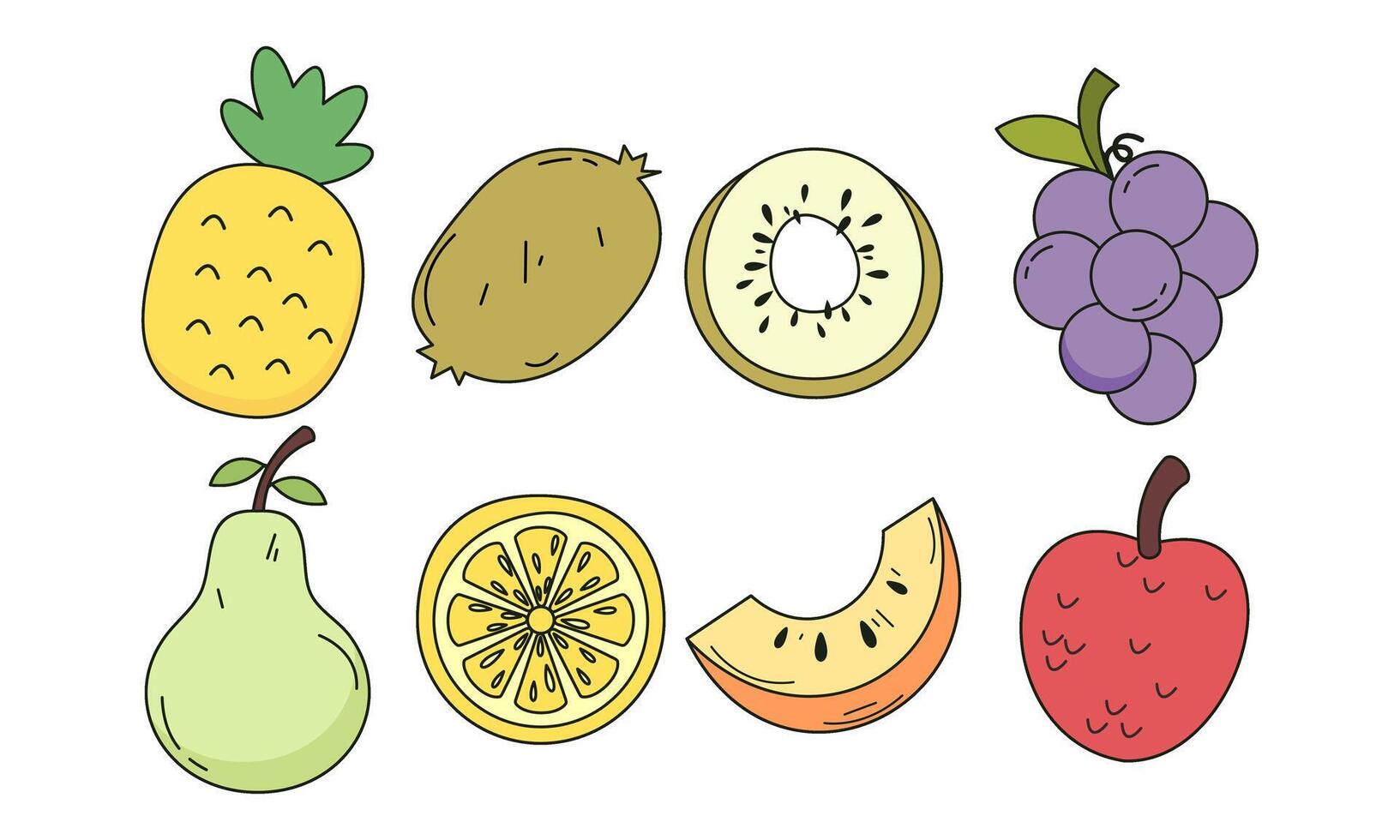 fruit dessin animé gros ensemble collection vecteur