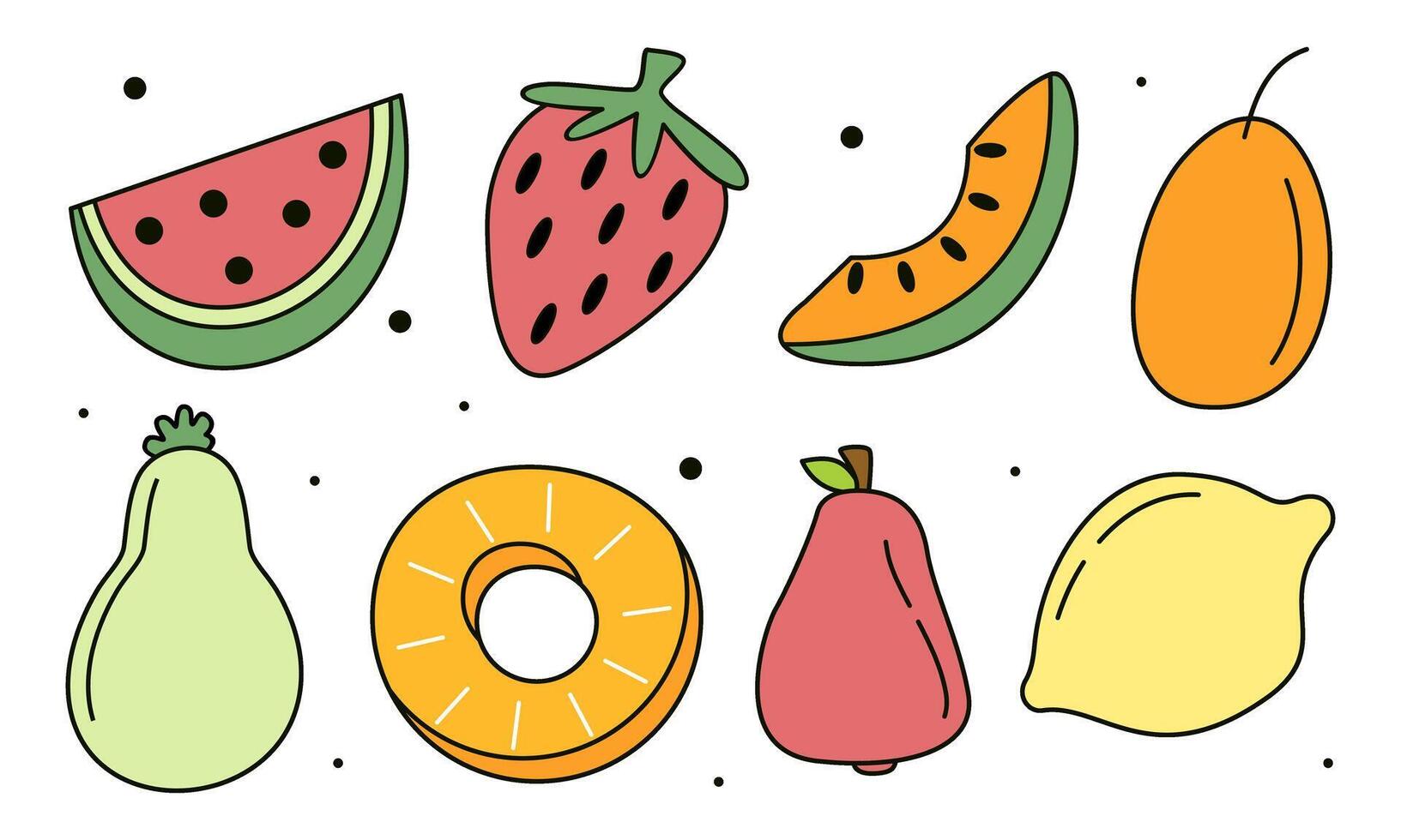 fruit dessin animé gros ensemble collection vecteur