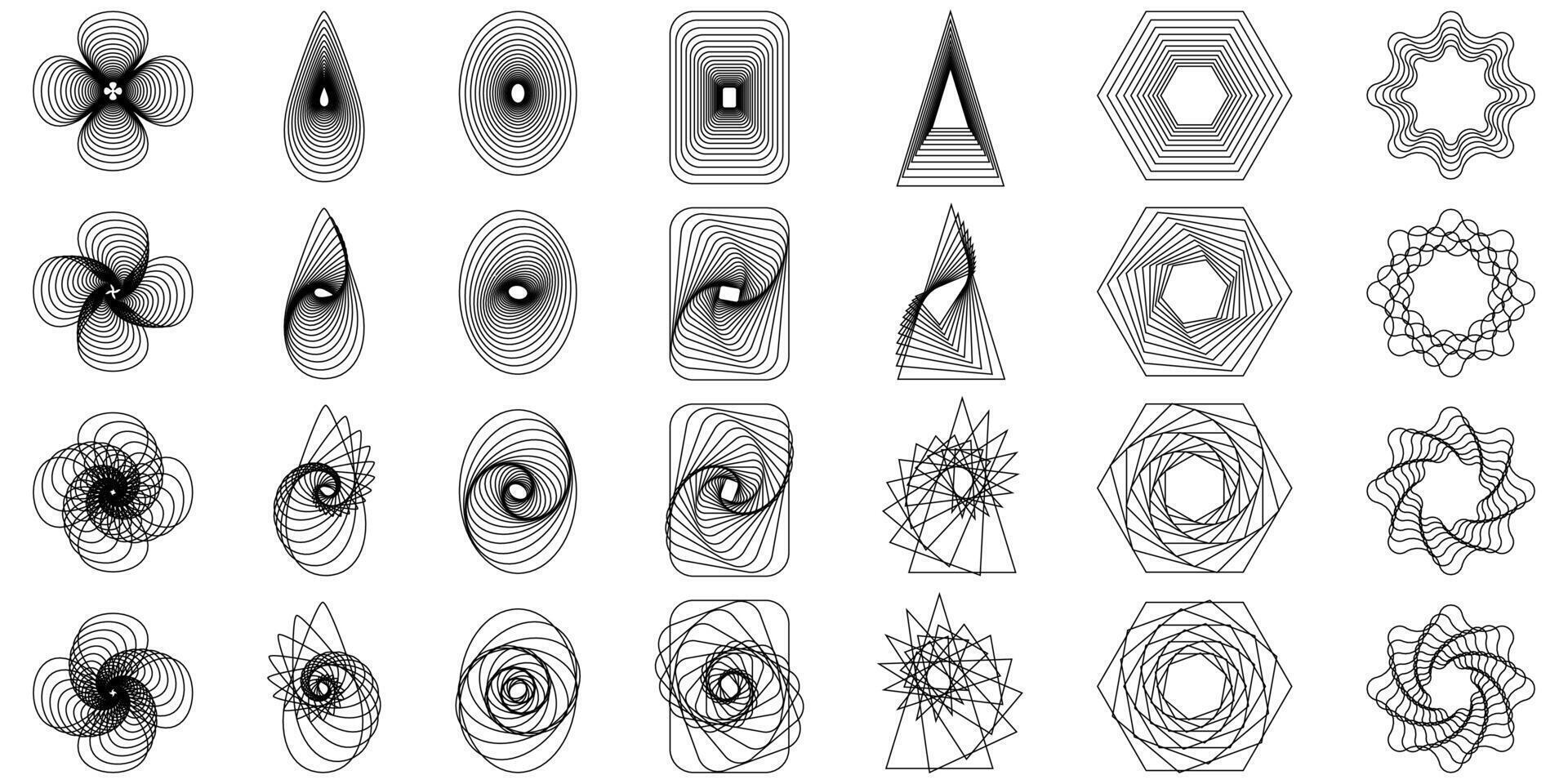 géométrique abstrait fleur forme ensemble, étoile figure vecteur icône trousse, froussard rétro brutal minimal art. Facile memphis y2k éléments collection, floral la grille plat bauhaus modèle. abstrait fleur formes