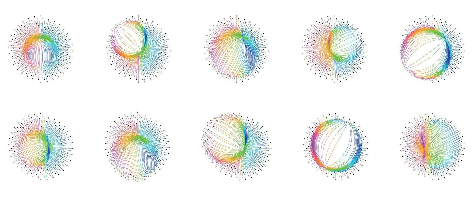 embrasé néon arc en ciel fleurs Les figures dans le forme de fleurs vecteur