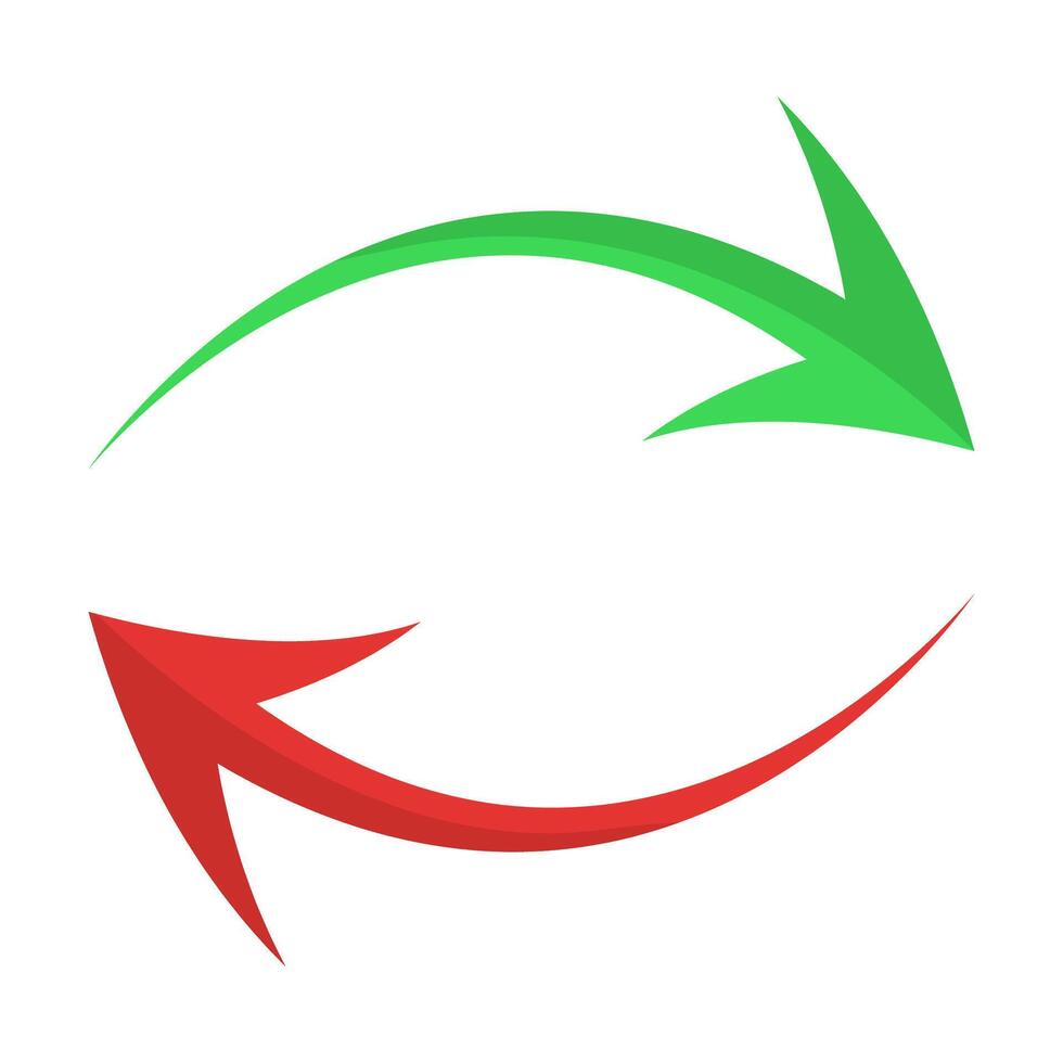 vert et rouge incurvé flèches dans forme de recycler vecteur illustration