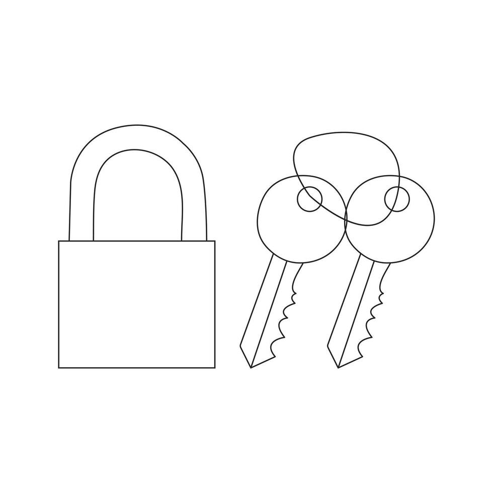 Facile clés et serrures en relation vecteur ligne art