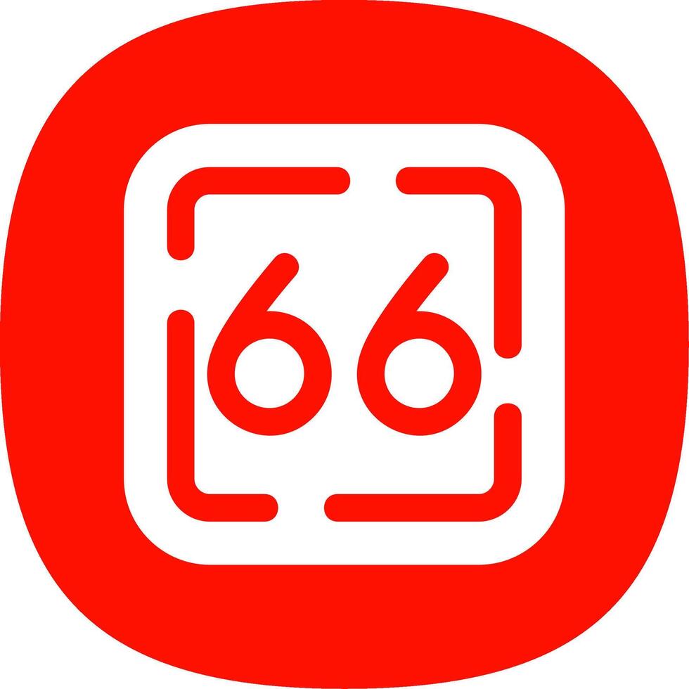 soixante six glyphe courbe icône vecteur