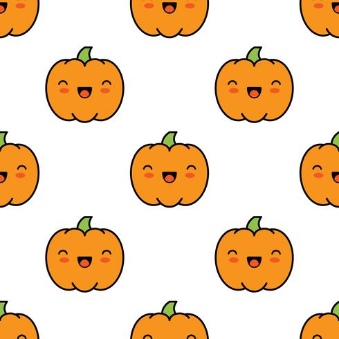 Modèle d&#39;halloween sans soudure avec des citrouilles sur fond blanc. vecteur