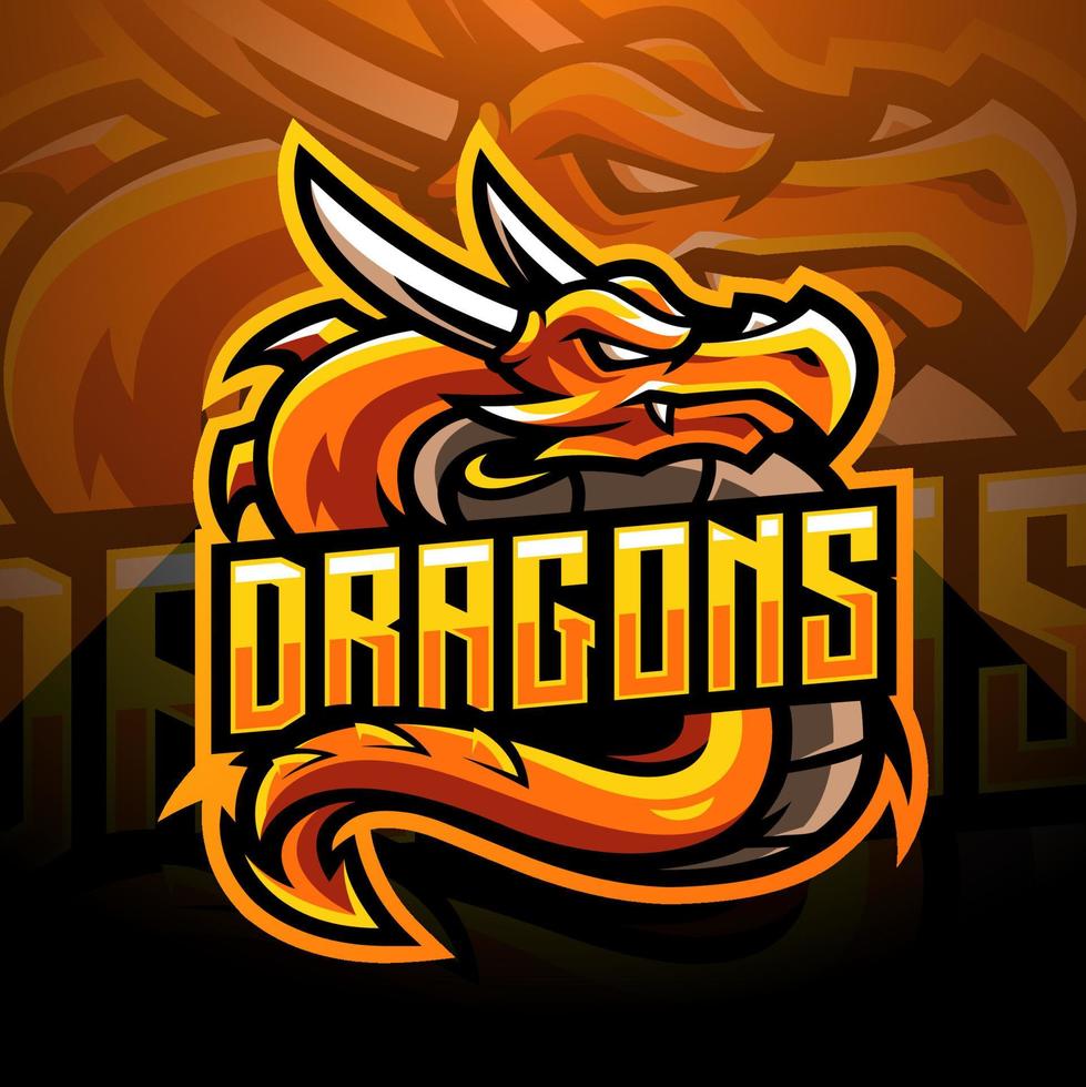 création de logo de mascotte dragon esport vecteur