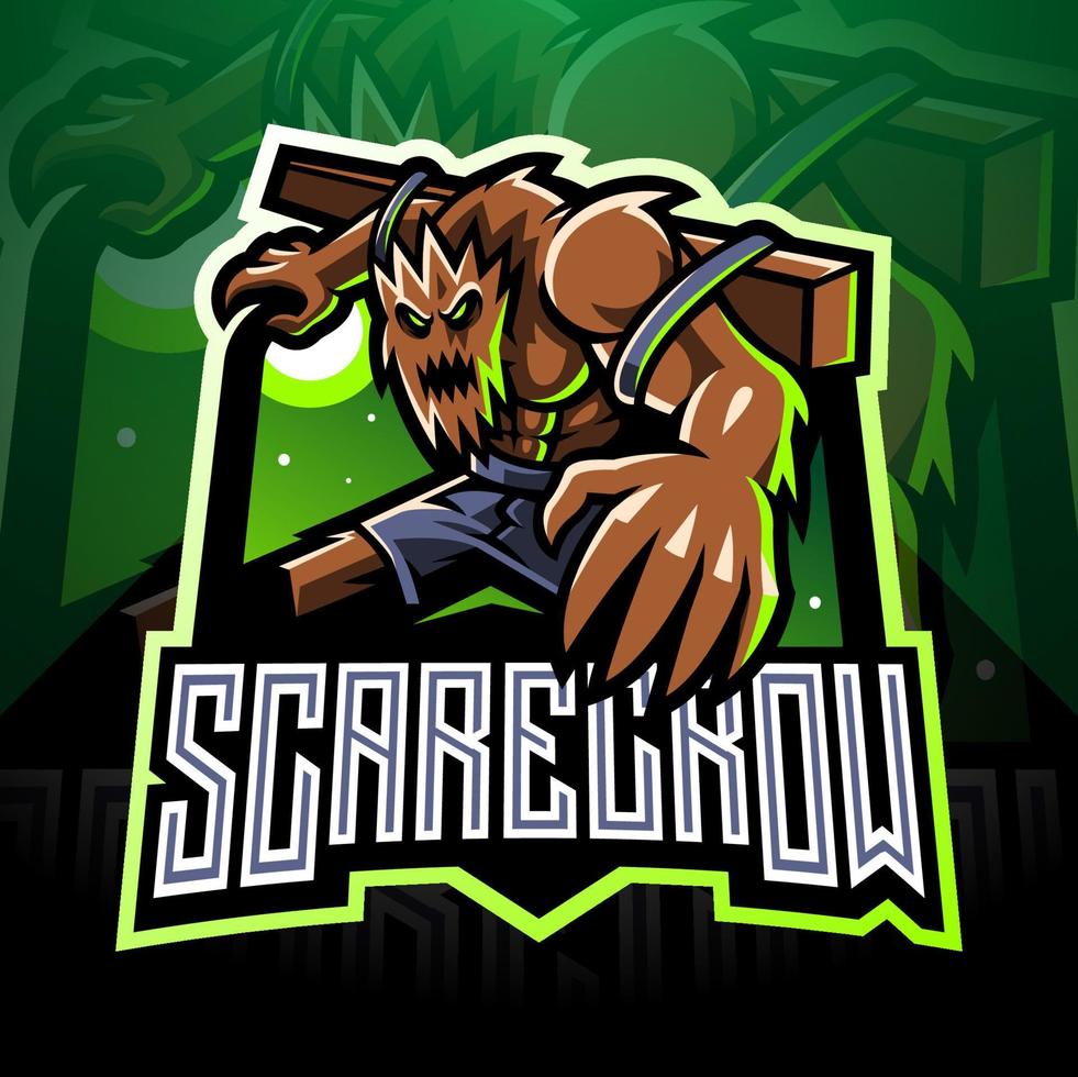 création de logo de mascotte épouvantail esport vecteur