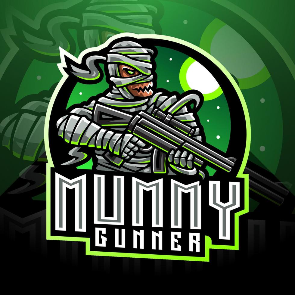 logo de la mascotte esport de l'artilleur momie vecteur